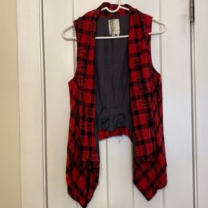 Anthropologie, red buffalo, check vest, size small